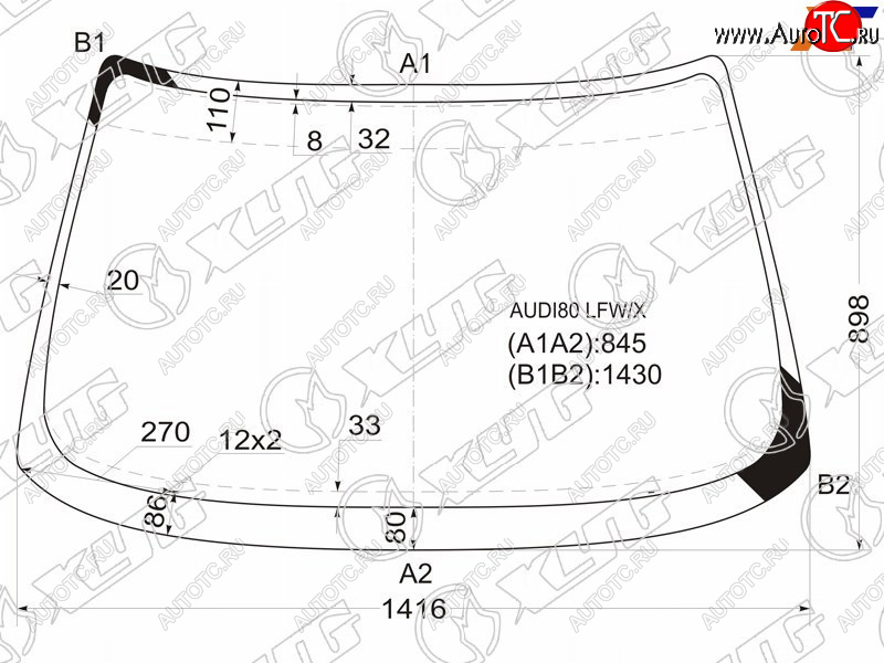 5 599 р. Стекло лобовое Audi 80 86-95 XYG AUDI80 LFW/X  с доставкой в г. Воронеж