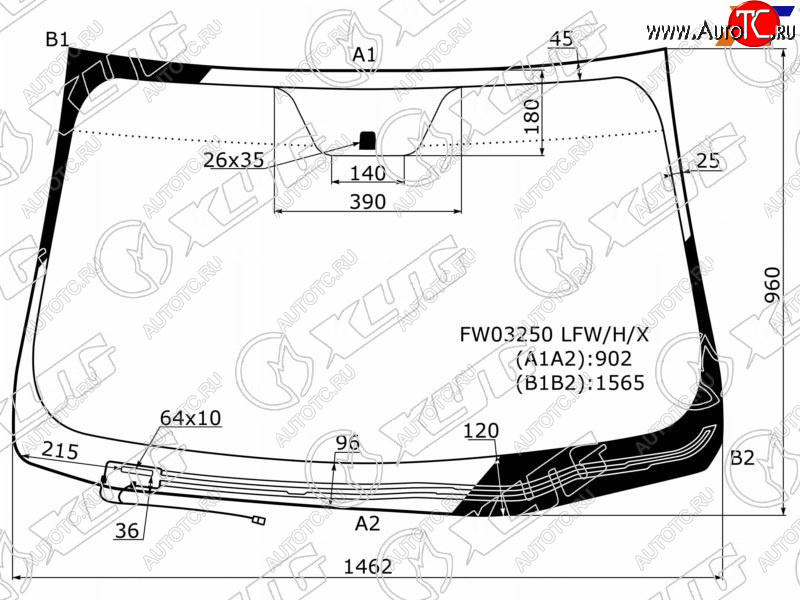 7 199 р. Стекло лобовое с обогревом щеток HYUNDAI SONATA YF 10-14                                             XYG FW03250 LFW/H/X  с доставкой в г. Воронеж