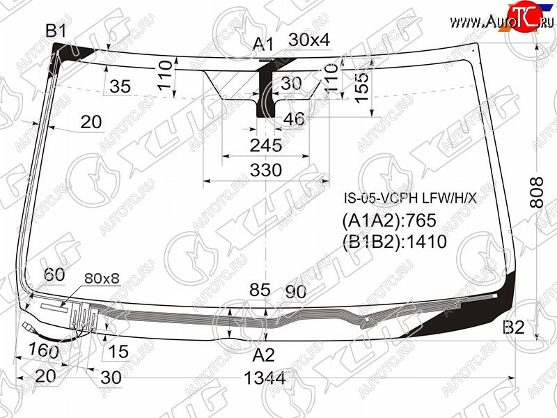 6 599 р. Стекло лобовое (Обогрев щеток) Lexus IS 05-16 XYG IS-05-VCPH LFW/H/X  с доставкой в г. Воронеж