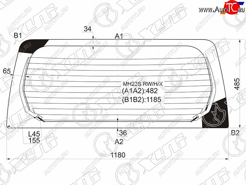 7 499 р. Стекло заднее (Цвет зеленый Обогрев) Mazda AZ-Wagon 05-12  Suzuki Wagon R 08-12 XYG MH23S RW/H/X  с доставкой в г. Воронеж