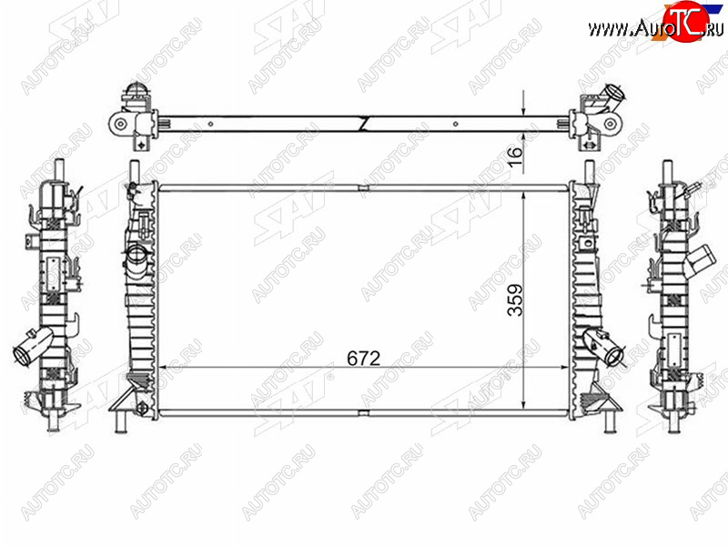 3 599 р. Радиатор SAT  Ford C-max  Mk1 (2003-2010), Ford Focus  2 (2004-2011), Mazda 3/Axela  BK (2003-2009), Volvo C30  хэтчбэк 3 дв. (2006-2012), Volvo S40  VS седан (2000-2004)  с доставкой в г. Воронеж