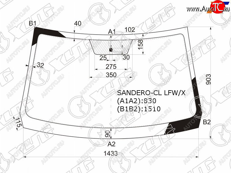 5 449 р. Стекло лобовое Nissan Terrano 14-22  Renault Duster 10-21  Sandero 09-14  Dacia Duster 10-17  Sa XYG SANDERO-CL LFW/X  с доставкой в г. Воронеж