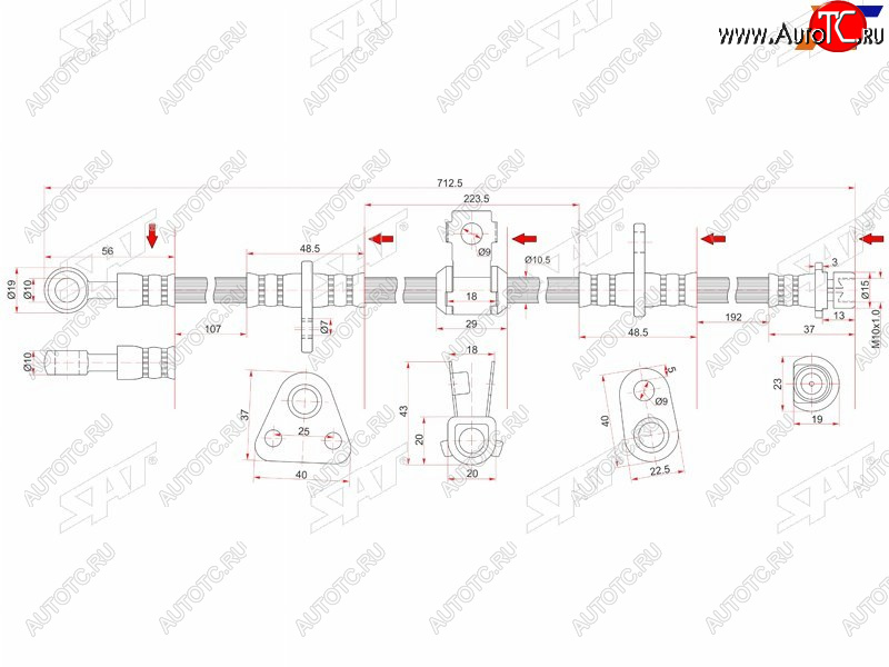 1 439 р. Шланг тормозной перед (Таиланд) RH SAT  Honda Accord  4 CB - Ascot  CE  с доставкой в г. Воронеж