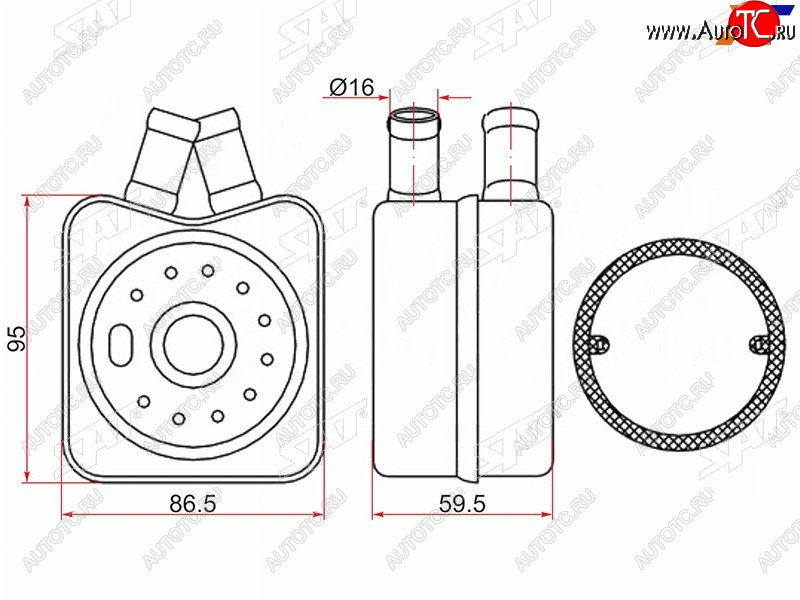2 049 р. Радиатор масляный AUDI A2 00-A3 96-03A4 96-08MITSUBISHI LANCER 07-SKODA FABIA 99-OCTAVIA 96-VO SAT ST-028117021B  с доставкой в г. Воронеж