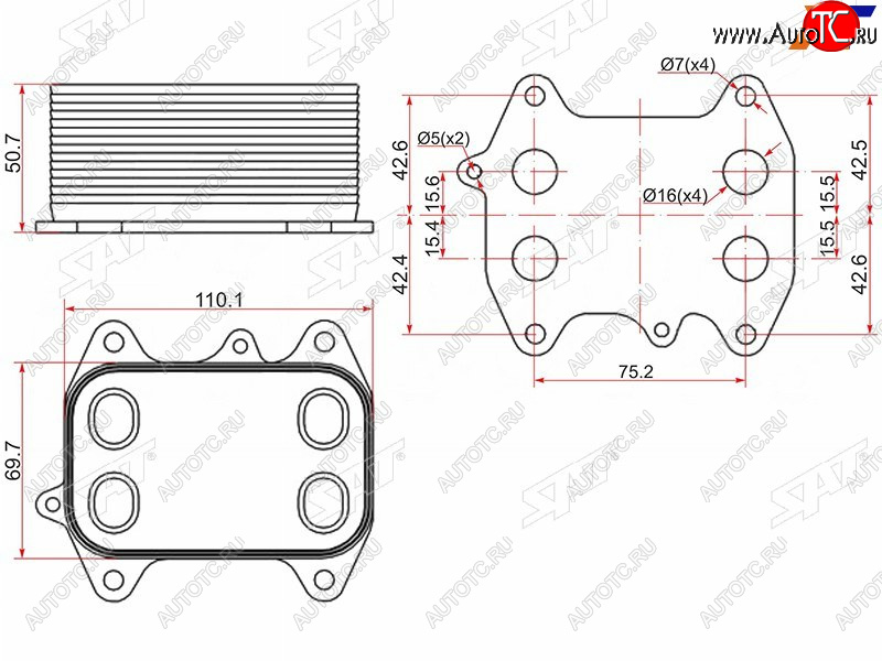 1 839 р. Радиатор масляный AUDI A1 10-A3 03-A4 07-A5 07-A6 11-Q3 11-Q5 08-SKODA FABIA 07-OCTAVIA 04- SAT ST-03L117021C  с доставкой в г. Воронеж