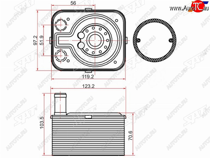 2 199 р. Радиатор масляный AUDI A3 03-A4 00-A5 07-Q7 07-SKODA FABIA 99-OCTAVIA 04-VOLKSWAGEN GOLF 03-P SAT ST-038117021B  с доставкой в г. Воронеж