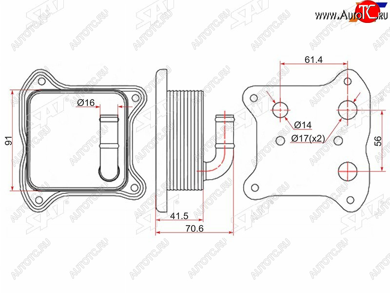 2 799 р. Радиатор масляный AUDI A1 10-A3 03-SKODA FABIA 07-OCTAVIA 04-RAPID 12-VOLKSWAGEN JETTA 10-POLO SAT ST-03F117021A  с доставкой в г. Воронеж