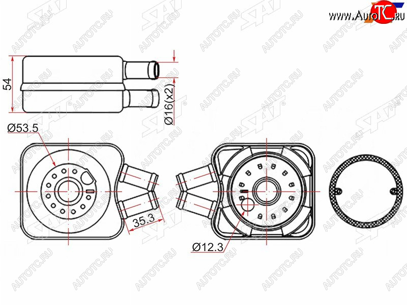 1 269 р. Радиатор масляный AUDI A4 94-00A6 94-05FORD GALAXY 95-06SKODA OCTAVIA 96-10VOLKSWAGEN PASSAT 96- SAT ST-068117021B  с доставкой в г. Воронеж