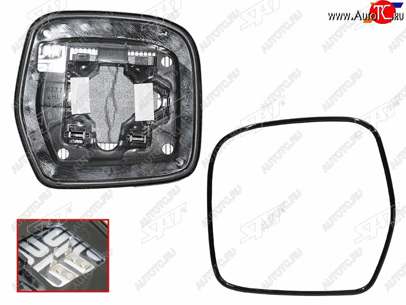 1 339 р. Полотно зеркала Toyota Land Cruiser (J100) 98-07 (Слева Обогрев) SAT ST-121-0121  с доставкой в г. Воронеж