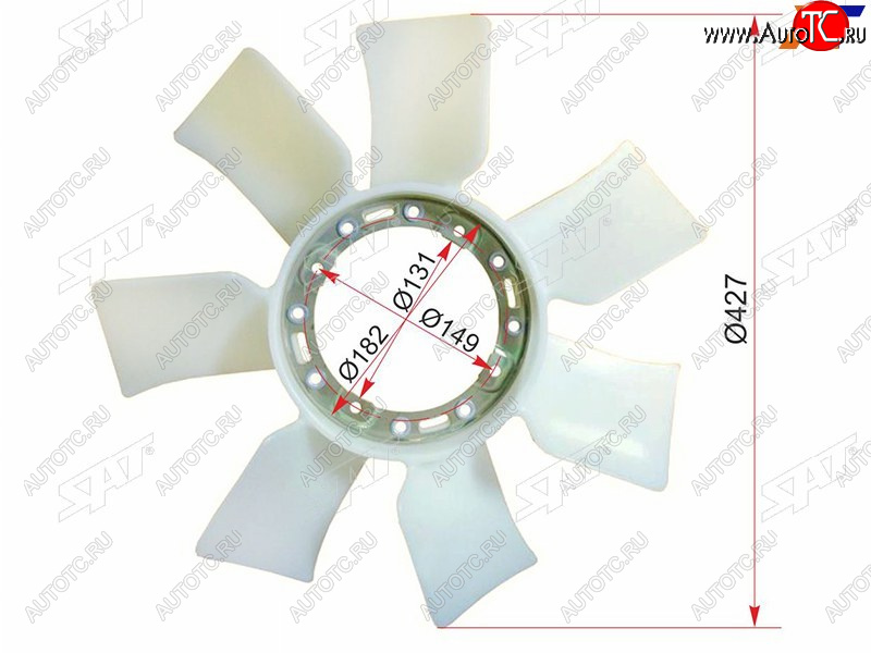2 899 р. Крыльчатка вентилятора TOYOTA 1-2JZGE,1-2JZFSE SAT ST-16361-46040  с доставкой в г. Воронеж