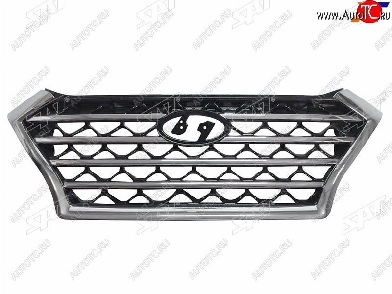 12 549 р. Решетка радиатора SAT Hyundai Tucson TL рестайлинг (2018-2021) (горизонтальные полосы хром)  с доставкой в г. Воронеж