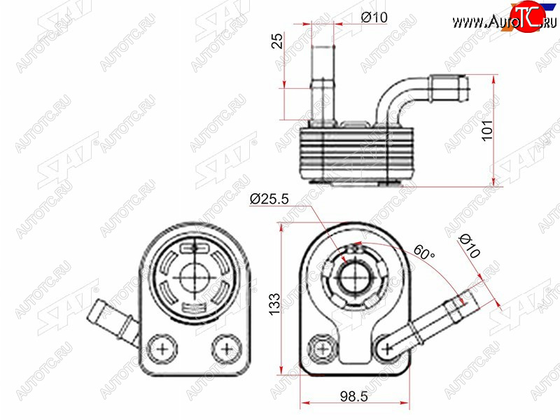 3 099 р. Радиатор масляный FORD C-MAX 10-FIESTA 08-FOCUS II 04-11FOCUS III 11-KUGA 13-MONDEO 07-VOLVO S SAT ST-1852773  с доставкой в г. Воронеж