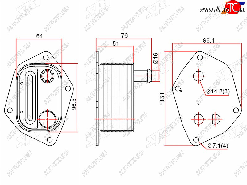 1 349 р. Радиатор масляный HYUNDAI ELANTRA 06-10GETZ 02-I30 07-KIA CEED 07-12CERATO 04-RIO 05-10 SAT ST-26410-2A150  с доставкой в г. Воронеж