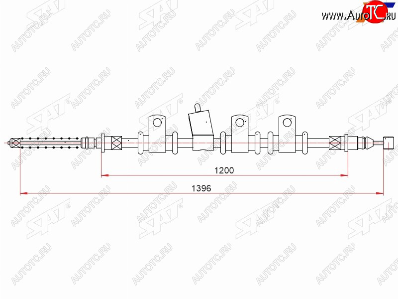 659 р. Трос ручного тормоза RH SAT  Chevrolet Aveo  T250 - Nexia  с доставкой в г. Воронеж