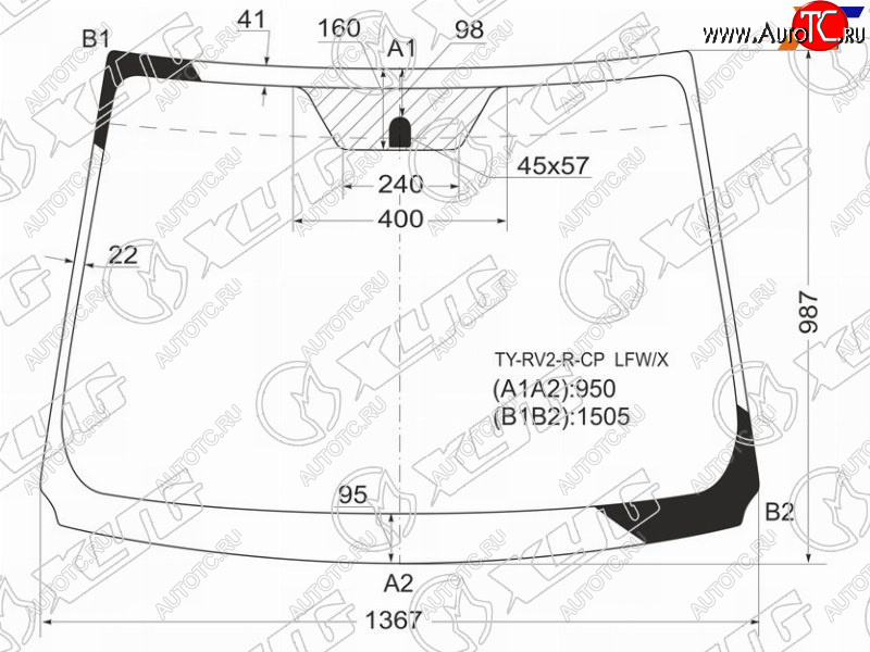 8 249 р. Стекло лобовое TOYOTA WISH 09-17 XYG TY-RV2-R-CP LFW/X  с доставкой в г. Воронеж