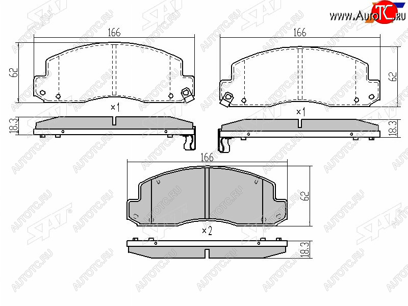 1 359 р. Колодки тормозные перед FL-FR SAT  Toyota Dyna  XZU (2002-2006) бортовой грузовик рестайлинг  с доставкой в г. Воронеж