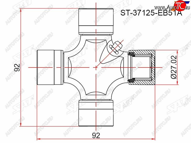 499 р. Крестовина NISSAN NAVARA 05-PATHFINDER 05-13TOYOTA HILUX GGN## 05-12FORTUNER ##N## 06-            SAT ST-37125-EB51A  с доставкой в г. Воронеж