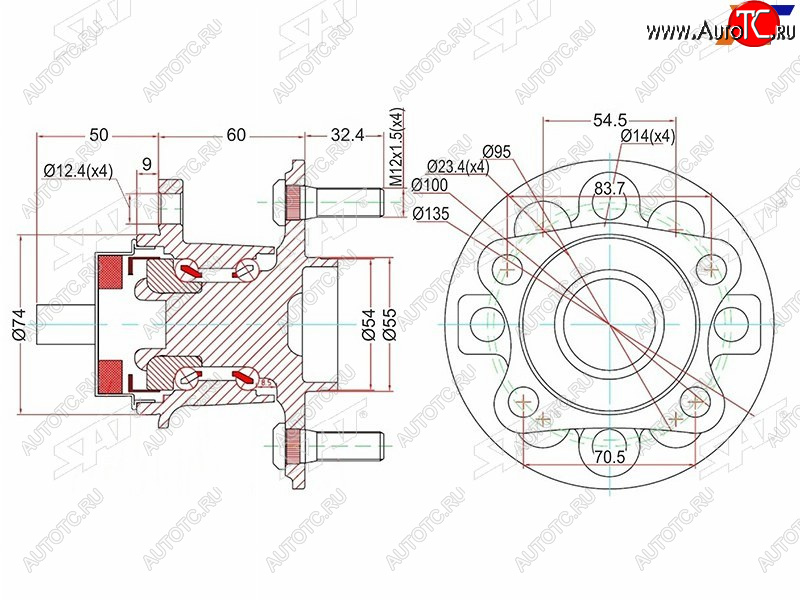 3 399 р. Ступичный узел задн. TOYOTA VITZ KSP90,NCP9#,SCP90RACTIS NCP10#,SCP100BELTA #SP92 05- (с ABS) SAT ST-42450-52060  с доставкой в г. Воронеж
