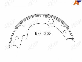 1 129 р. Колодки барабанные задние RH-LH SAT Toyota Corolla E150 седан рестайлинг (2009-2013) (комплект 4шт)  с доставкой в г. Воронеж. Увеличить фотографию 1