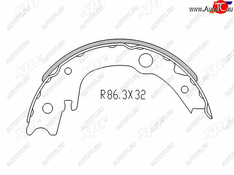 1 139 р. Колодки барабанные задние RH-LH SAT  Lifan Solano (2010-2015), Toyota Corolla  E150 (2006-2013), Toyota Ist  XP110 (2007-2016), Toyota Wish  XE20 (2009-2012) (комплект 4шт)  с доставкой в г. Воронеж