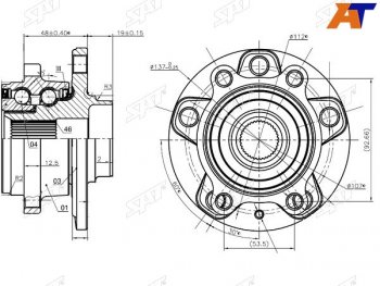 3 169 р. Ступичный узел передзад 4WD AUDI Q3SKODA YETIVW PASSATTIGUAN SAT ST-5K0498621  с доставкой в г. Воронеж. Увеличить фотографию 1