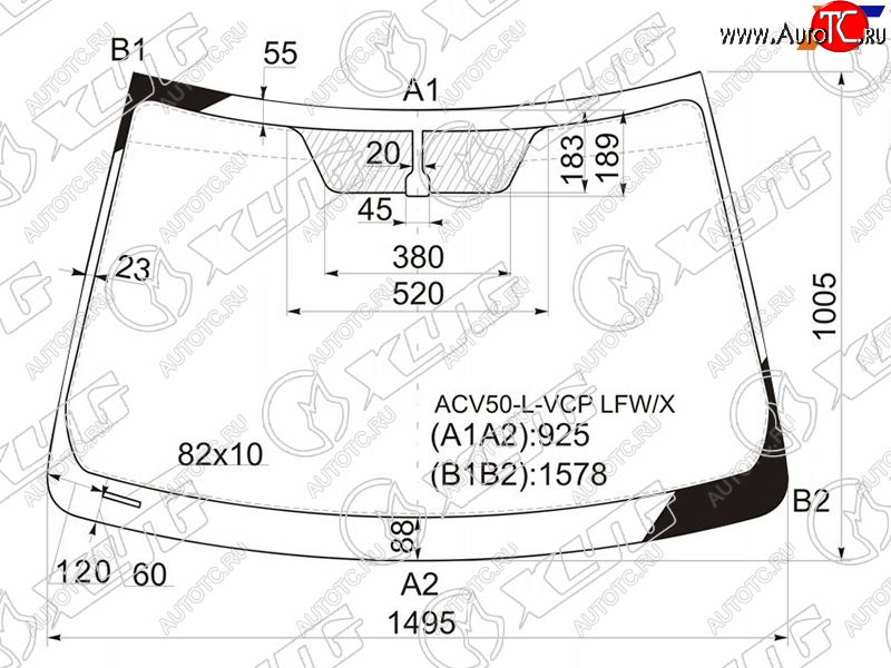 6 449 р. Стекло лобовое Toyota Camry (XV50) 11-18  Aurion 12-15  Camry UAEUSA 11-17 XYG ACV50-L-VCP LFW/X  с доставкой в г. Воронеж