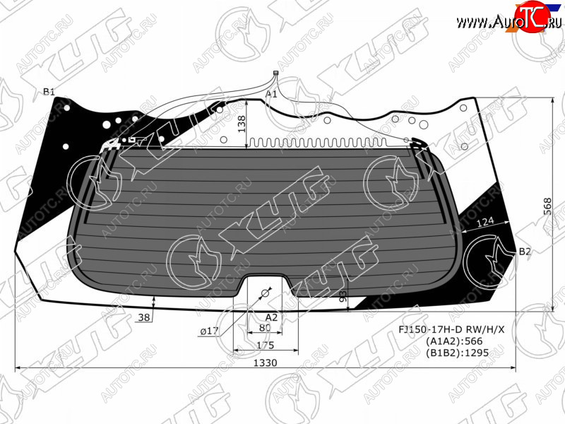 11 699 р. Стекло заднее (Затемненное Обогрев) Toyota Land Cruiser Prado (J150) 09-24  Lexus GX 09-23 XYG FJ150-17H-D RW/H/X  с доставкой в г. Воронеж