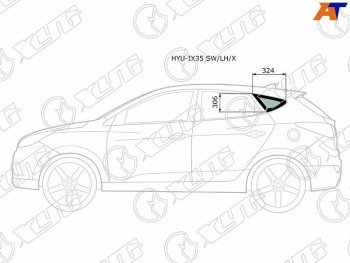 1 759 р. Стекло кузова боковое (не опускное) (Слева Цвет зеленый) Hyundai ix35 09-15  Tucson 09-15          XYG HYU-IX35 SW/LH/X  с доставкой в г. Воронеж. Увеличить фотографию 1
