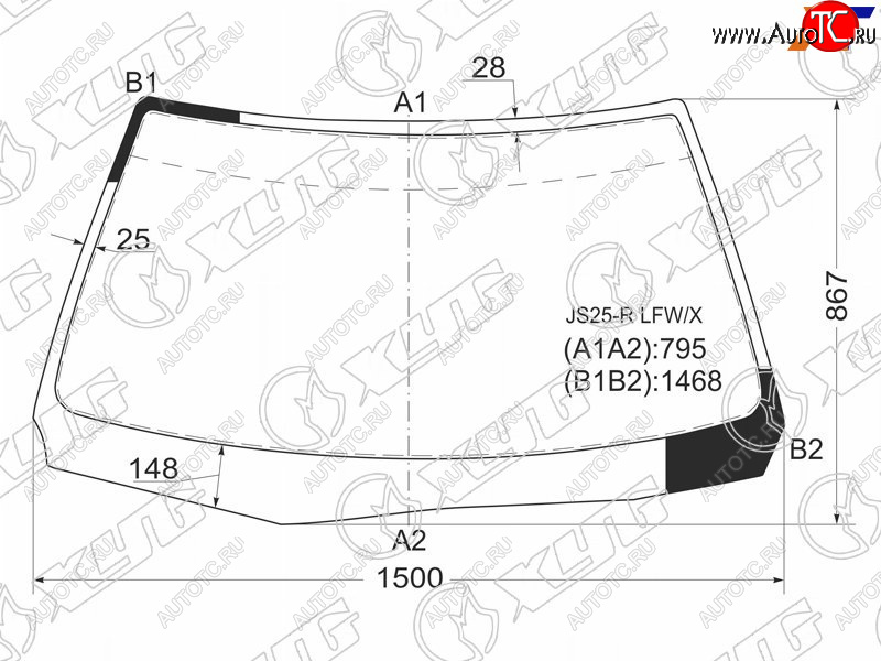 8 549 р. Стекло лобовое (HT) Toyota Crown 95-01  Crown Majesta 95-99 XYG JS25-R LFW/X  с доставкой в г. Воронеж
