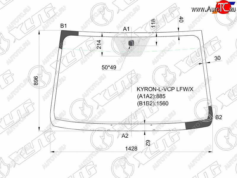 5 849 р. Стекло лобовое SsangYong Actyon 05-10  Actyon Sports 06-16  Kyron 05-16  Nomad 13-17 XYG KYRON-L-VCP LFW/X  с доставкой в г. Воронеж