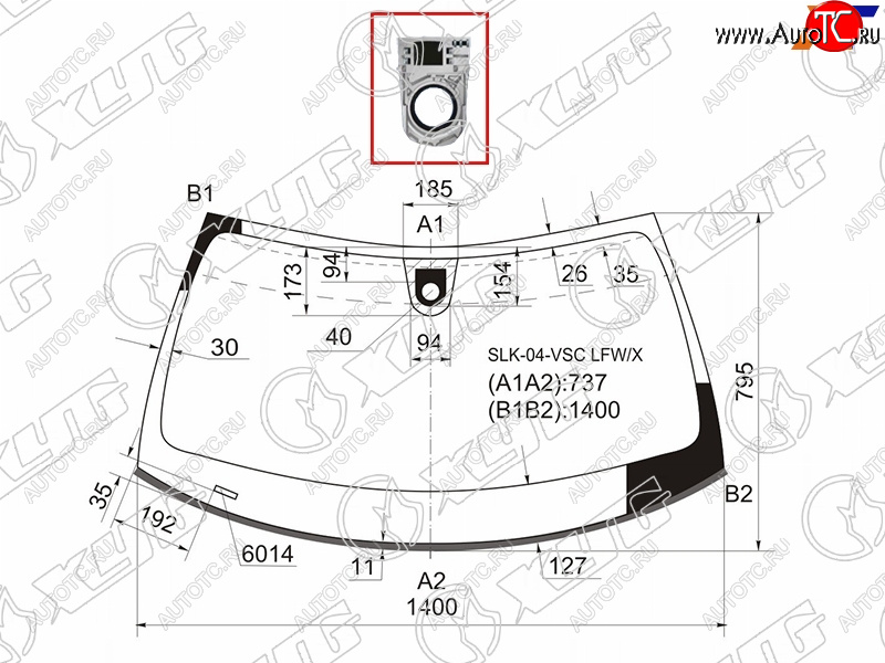 8 999 р. Стекло лобовое (Датчик дождя Молдинг 03.04-06.04) Mercedes-Benz SLK-Class 04-08 XYG SLK-04-VSC LFW/X  с доставкой в г. Воронеж