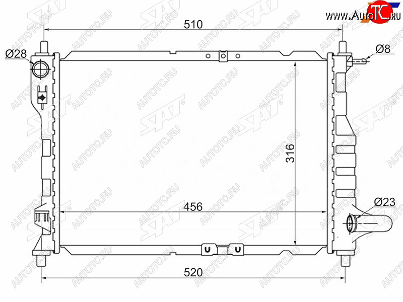 2 399 р. Радиатор SAT  Chevrolet Spark  M200,250 (2005-2010), Daewoo Matiz  M100 (1998-2000)  с доставкой в г. Воронеж