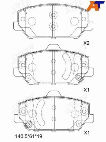 1 599 р. Колодки тормозные передние FR-FL SAT   Hyundai I30  FD (2007-2012), KIA Optima ( 4 JF,  JF) (2015-2020)  с доставкой в г. Воронеж. Увеличить фотографию 1