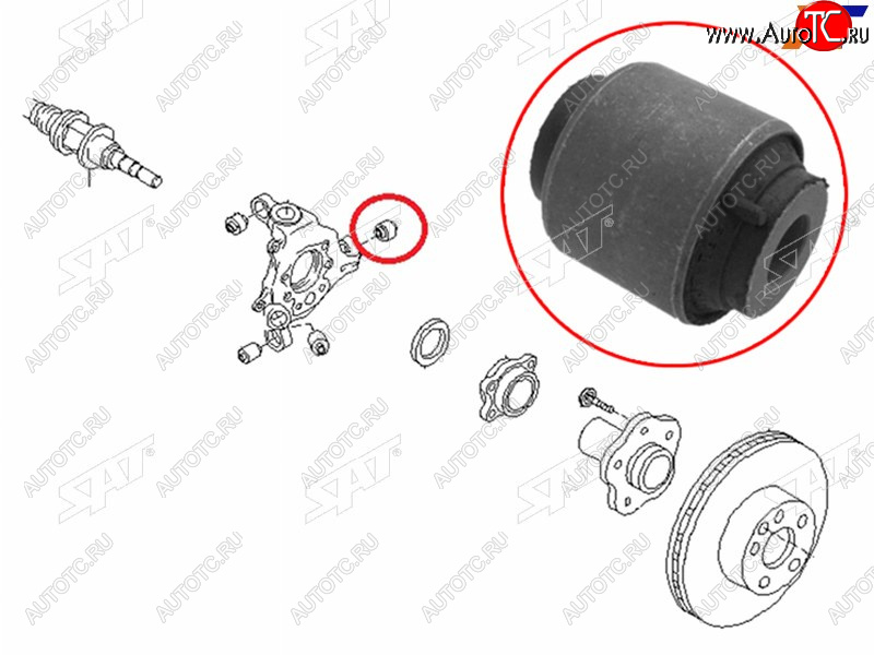 399 р. Сайлентблок Infiniti FX35 02-08  Nissan Murano 02-08  Infiniti FX45 02-09  Nissan Elgrand 02-10  SAT ST-55157-CA000  с доставкой в г. Воронеж