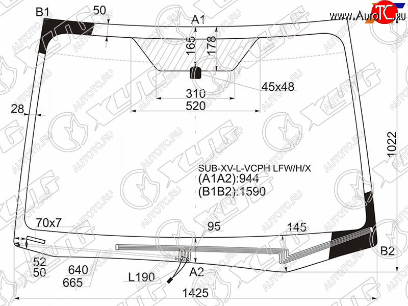 8 649 р. Стекло лобовое (Обогрев щеток) Subaru Impreza 11-16  XV 11-17  Impreza WRX 14-21  Impreza WRX STI XYG SUB-XV-L-VCPH LFW/H/X  с доставкой в г. Воронеж