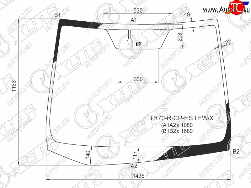 12 649 р. Стекло лобовое (Место под датчик запотевания) Toyota Noah 14-22  Voxy 14-22  Esquire 14-21 XYG TR70-R-CP-HS LFW/X  с доставкой в г. Воронеж