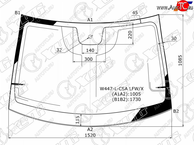 13 199 р. Стекло лобовое (Антенна Датчик дождя Молдинг) XYG Mercedes-Benz Vito W447 дорестайлинг (2015-2020)  с доставкой в г. Воронеж
