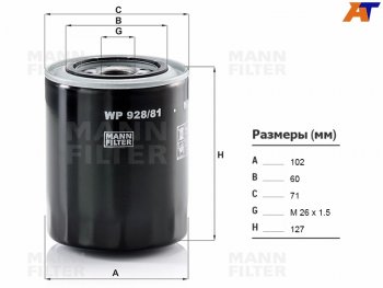 Фильтр масляный MANN  Colt ( CA0 хэтчбэк 3 дв.,  CJ0 хэтчбэк 3 дв.,  Z20, Z30 хэтчбэк 3 дв.,  Z30), Delica  4, Galant  9, L200  4, Lancer  10 CY, Pajero Sport ( PA,  PB,  QE,  QF)