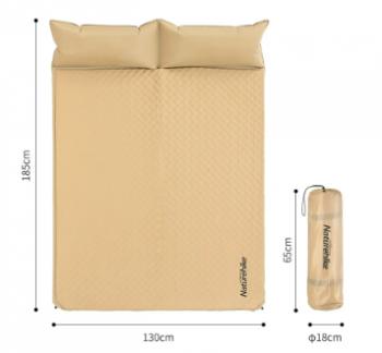 5 749 р. Коврик самонадувающийся Naturehike двойной, с подушками, 185х130х2,5 см, песочный Naturehike nh18q010-d-nye  с доставкой в г. Воронеж. Увеличить фотографию 2