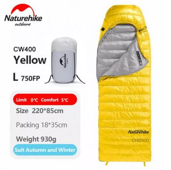 13 119 р. Мешок спальный Naturehike Ultralight CWZ400 L, 220х85 см, (правый) (ТК: +7C), желтый Naturehike nh19w400-z-yel  с доставкой в г. Воронеж. Увеличить фотографию 2
