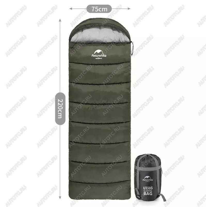4 559 р. Мешок спальный Naturehike U350, (190х30)х75 см, (правый) (ТК: +1C), темно-зеленый Naturehike nh20msd07-agru350  с доставкой в г. Воронеж