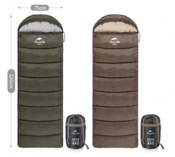 4 269 р. Мешок спальный Naturehike U350, (190х30)х75 см, (левый) (ТК: +1C), темно-зеленый Naturehike nh20msd07-agru350-l  с доставкой в г. Воронеж. Увеличить фотографию 3