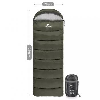 3 569 р. Мешок спальный Naturehike U150, 220х75 см, (ТК: +11C), (левый), темно-зеленый Naturehike nh20msd07-arm150-l  с доставкой в г. Воронеж. Увеличить фотографию 5