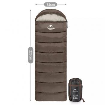 5 939 р. Мешок спальный Naturehike U350S, (190+30)х75 см, (ТК: -3C), (правый), коричневый Naturehike nh20msd07-gre350s  с доставкой в г. Воронеж. Увеличить фотографию 4