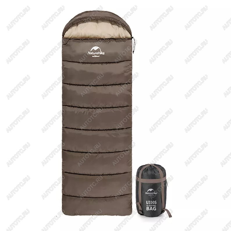 4 559 р. Мешок спальный Naturehike U350, (190х30)х75 см, (правый) (ТК: +1C), коричневый Naturehike nh20msd07-gu350  с доставкой в г. Воронеж
