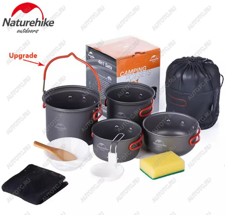 3 289 р. Набор посуды Naturehike туристический 4 в 1 (подвес+3 чашки) Naturehike nh18t018-g-va  с доставкой в г. Воронеж