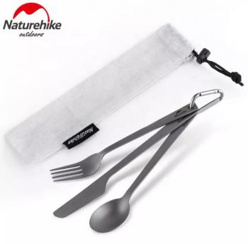 2 799 р. Набор столовых приборов Naturehike (нож, вилка, ложка), титан, в чехле Naturehike nh19t011-d-tic  с доставкой в г. Воронеж. Увеличить фотографию 1