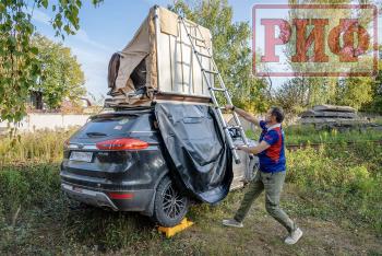 123 999 р. Палатка на крышу автомобиля РИФ Soft RT01-140, тент песочный, корпус черный, 240х140х130 см РИФ rifrt011406090w  с доставкой в г. Воронеж. Увеличить фотографию 7