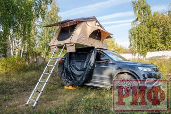 123 999 р. Палатка на крышу автомобиля РИФ Soft RT01-140, тент песочный, корпус черный, 240х140х130 см РИФ rifrt011406090w  с доставкой в г. Воронеж. Увеличить фотографию 1