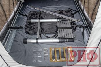 144 679 р. Палатка на крышу автомобиля РИФ Hard RT05-125, корпус черный, тент светло-серый, 210х125х150 РИФ rifrt051258090w  с доставкой в г. Воронеж. Увеличить фотографию 2